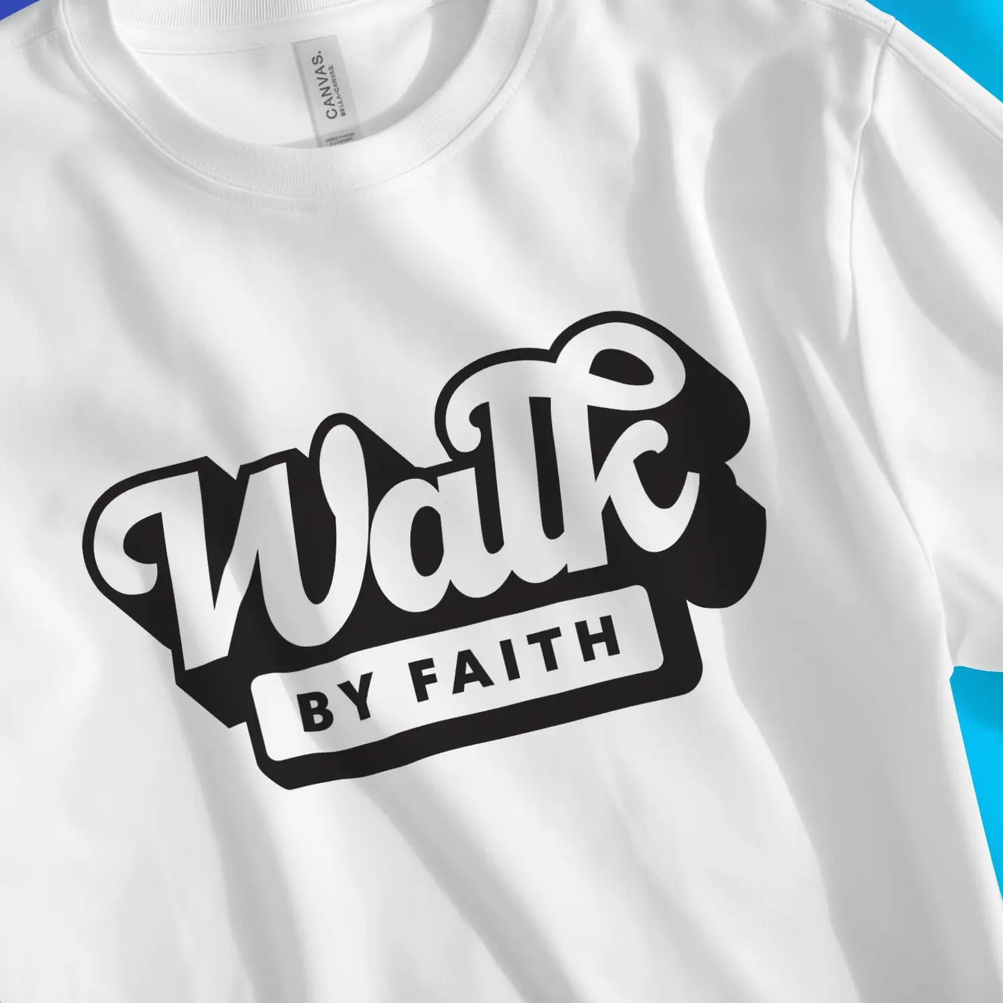 An image of Walk By Faith | Premium Unisex Christian T-shirt available at 3rd Day Christian Clothing UK