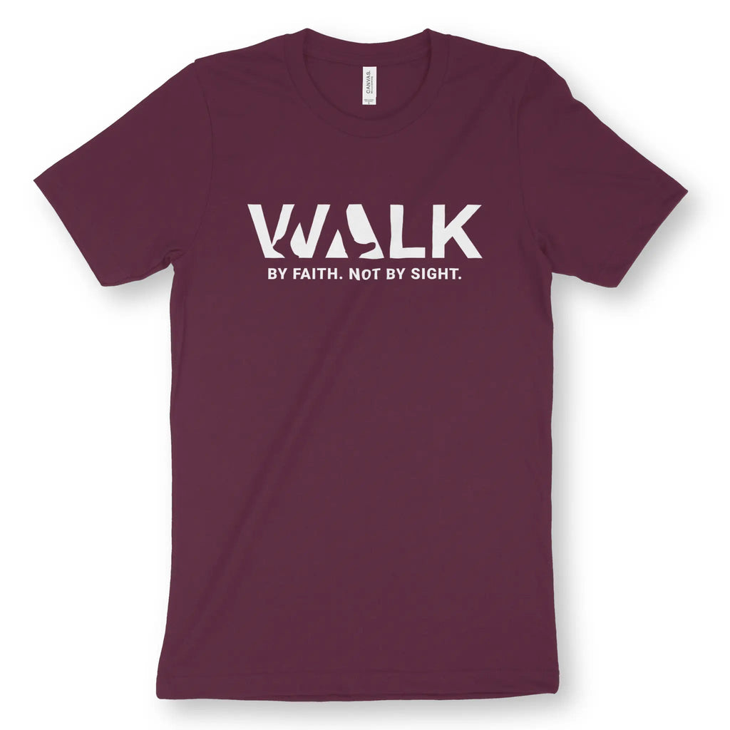 Walk By Faith. Not By Sight. – Unisex Christian T-Shirt designed by 3rd Day Christian Clothing.