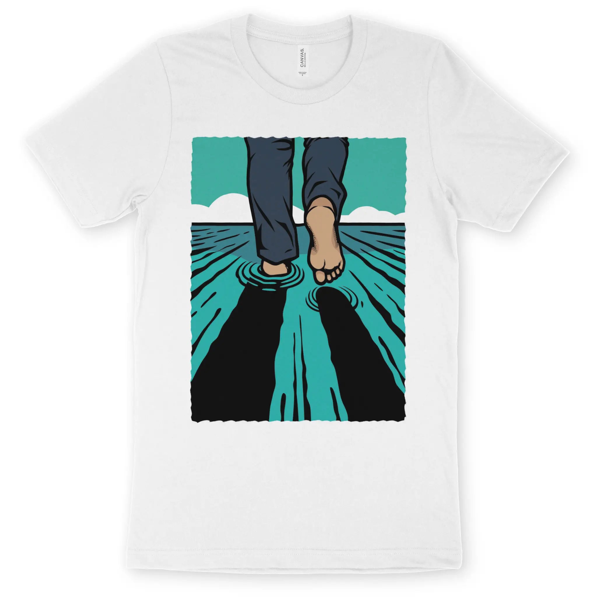 Walk On Water 4.0 (White) – Unisex Christian T-Shirt designed by 3rd Day Christian Clothing.