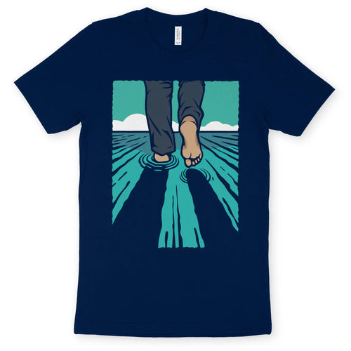 Walk On Water (4th Edition, Navy) – Unisex Christian T-Shirt designed by 3rd Day Christian Clothing.