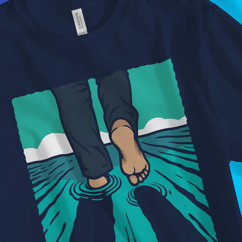 Walk On Water (4th Edition, Navy) – Unisex Christian T-Shirt designed by 3rd Day Christian Clothing.