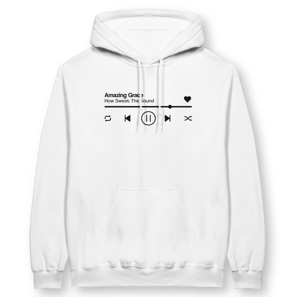 Amazing Grace (Music Player) – Unisex Christian Hoodie designed by 3rd Day Christian Clothing.