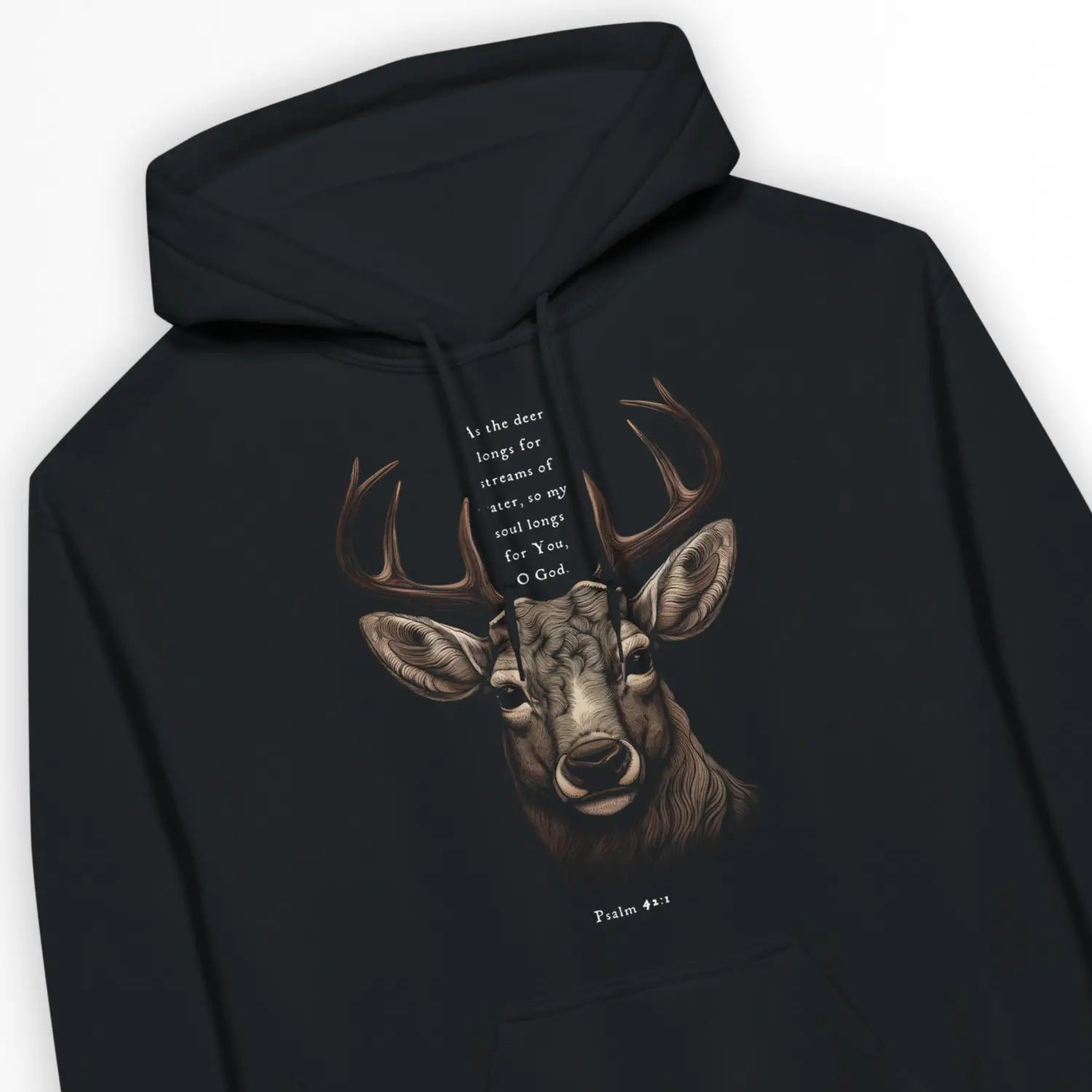 As The Deer (Psalm 42:1) – Unisex Christian Hoodie designed by 3rd Day Christian Clothing.