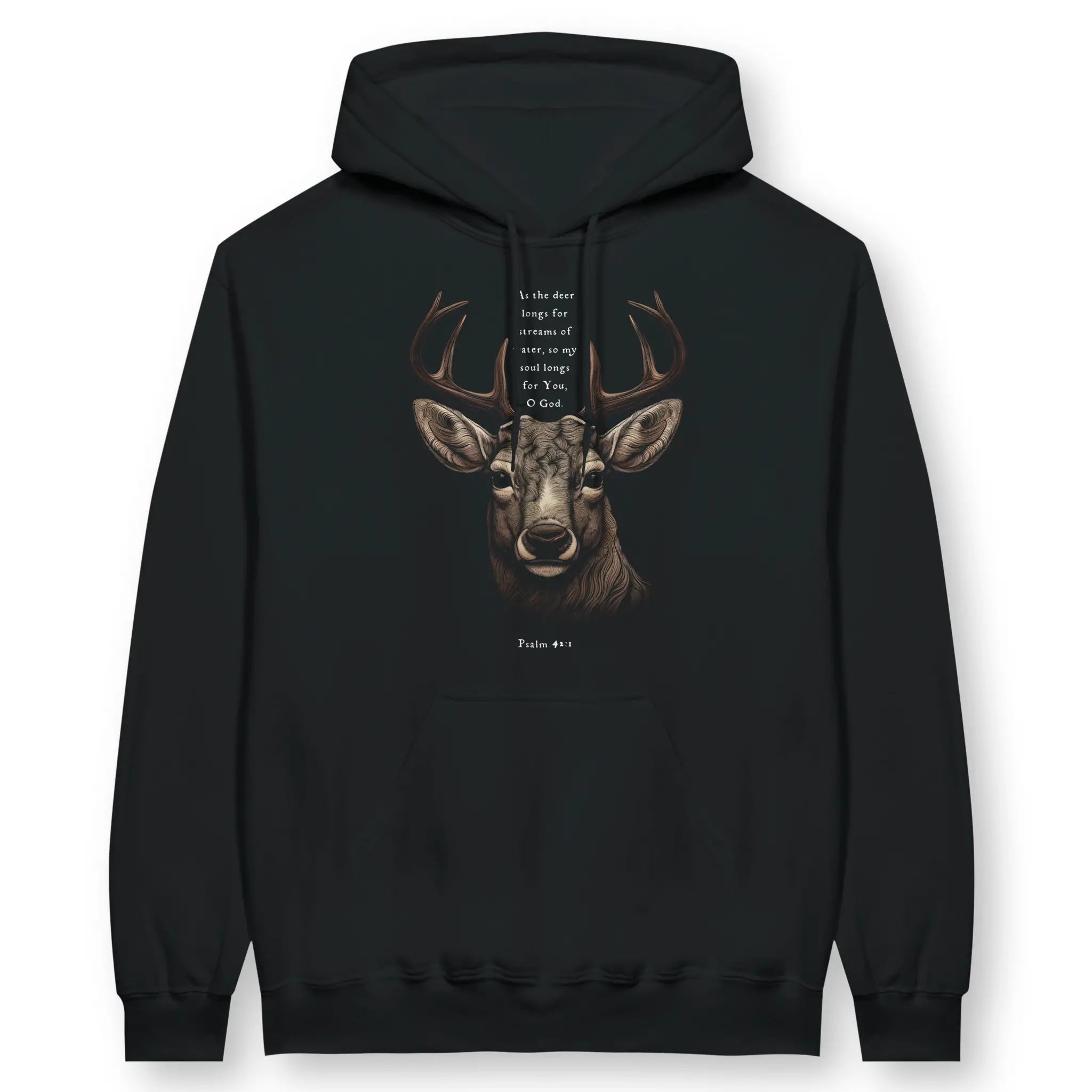 As The Deer (Psalm 42:1) – Unisex Christian Hoodie designed by 3rd Day Christian Clothing.