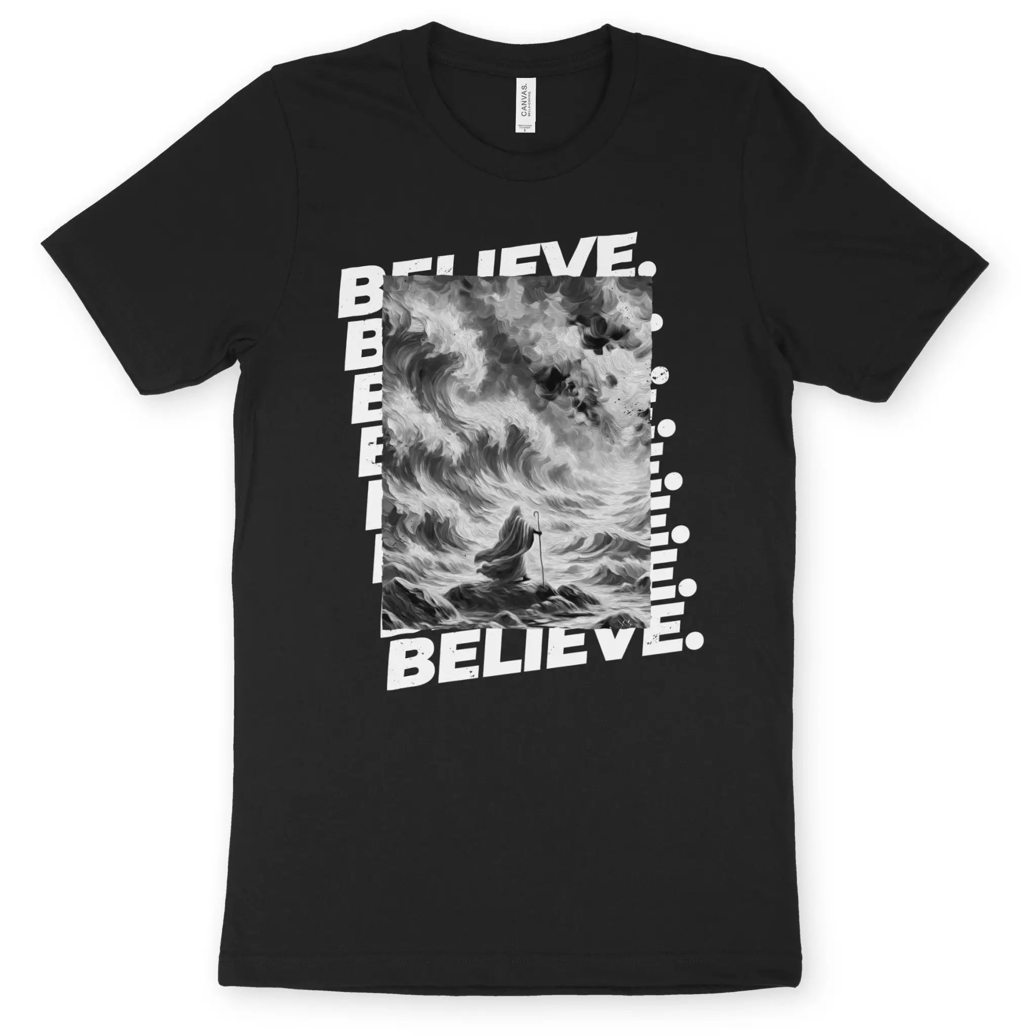 Believe (Moses & The Exodus) 2.0 – Unisex Christian T-Shirt designed by 3rd Day Christian Clothing.