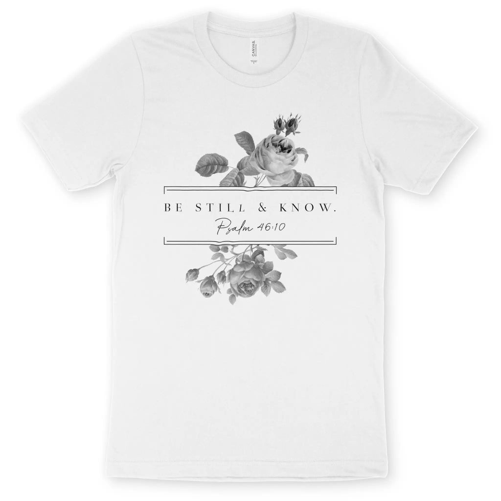 Be Still & Know (Floral) 2.0 – Unisex Christian T-Shirt designed by 3rd Day Christian Clothing.