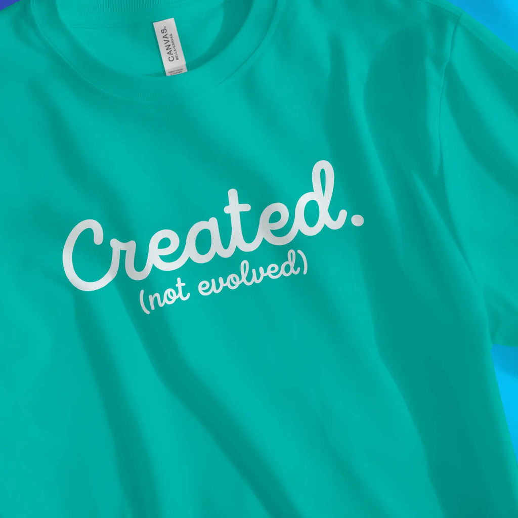 Created. (not evolved) – Unisex Christian T-Shirt designed by 3rd Day Christian Clothing.