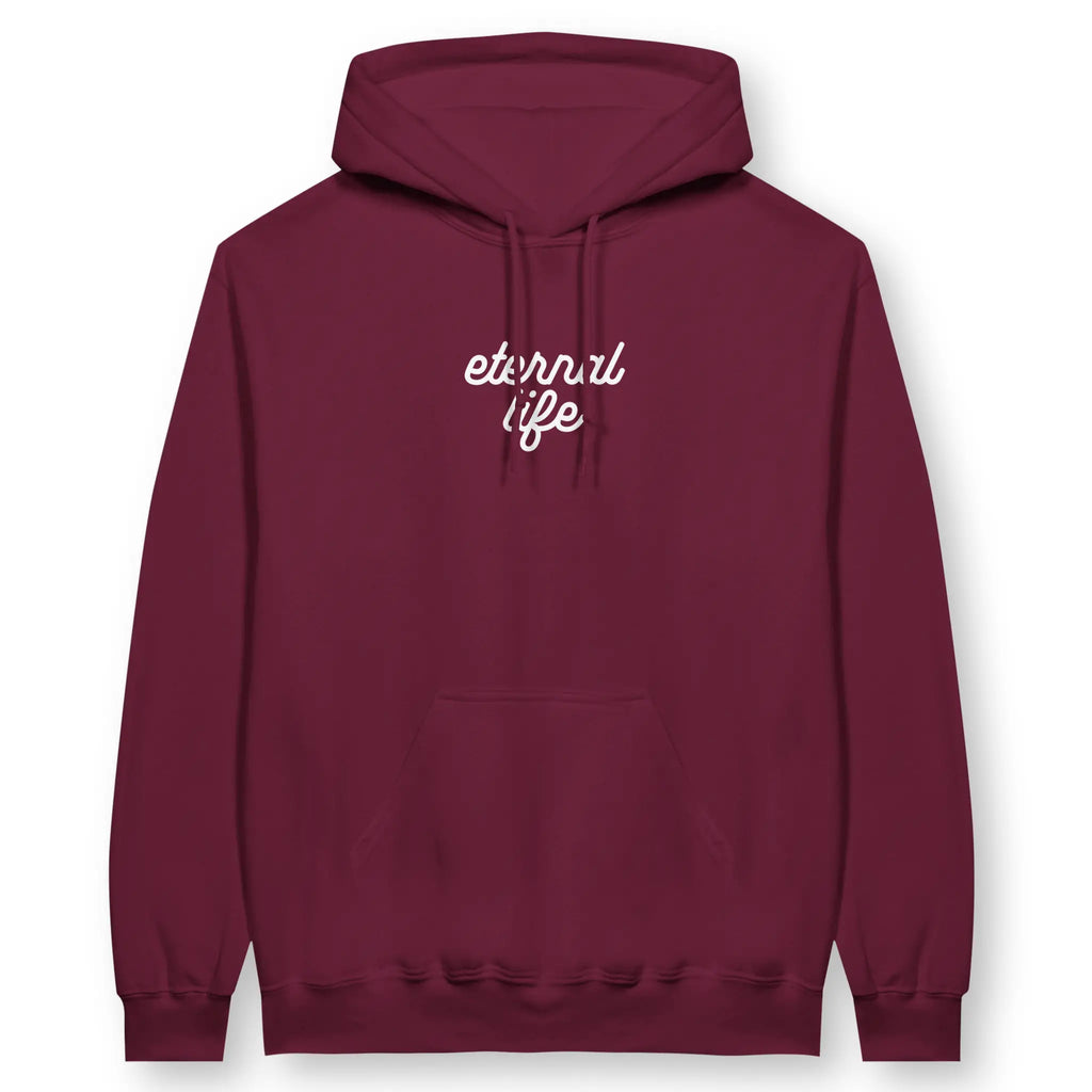 eternal life (Maroon) – Unisex Christian Hoodie designed by 3rd Day Christian Clothing.