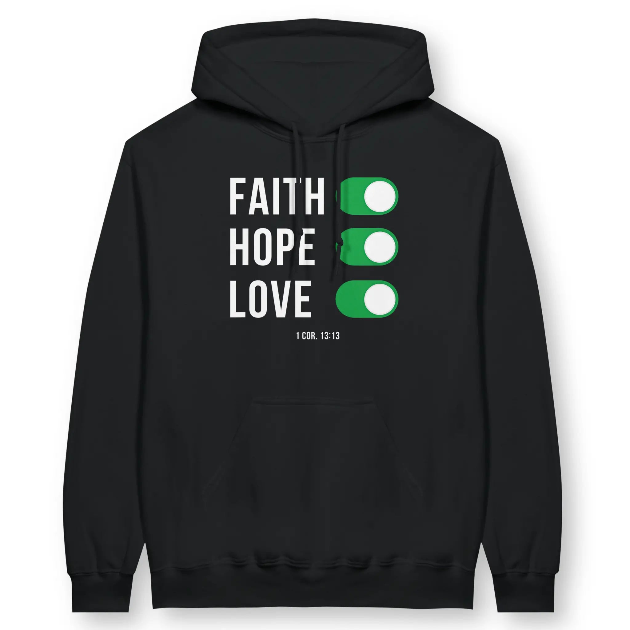 FAITH HOPE LOVE – Unisex Christian Hoodie designed by 3rd Day Christian Clothing.
