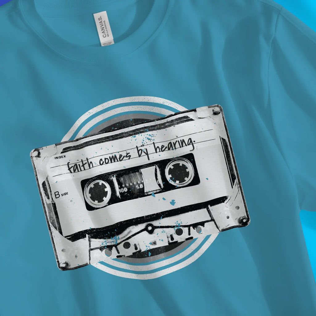 Faith Comes By Hearing (Tape) 2.0 – Unisex Christian T-Shirt designed by 3rd Day Christian Clothing.