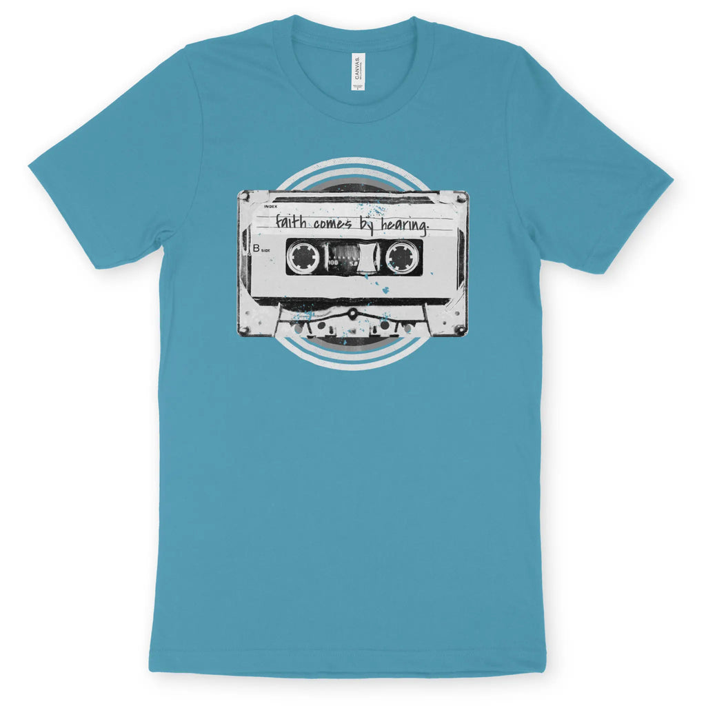 Faith Comes By Hearing (Tape) 2.0 – Unisex Christian T-Shirt designed by 3rd Day Christian Clothing.