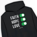FAITH HOPE LOVE – Unisex Christian Hoodie designed by 3rd Day Christian Clothing.