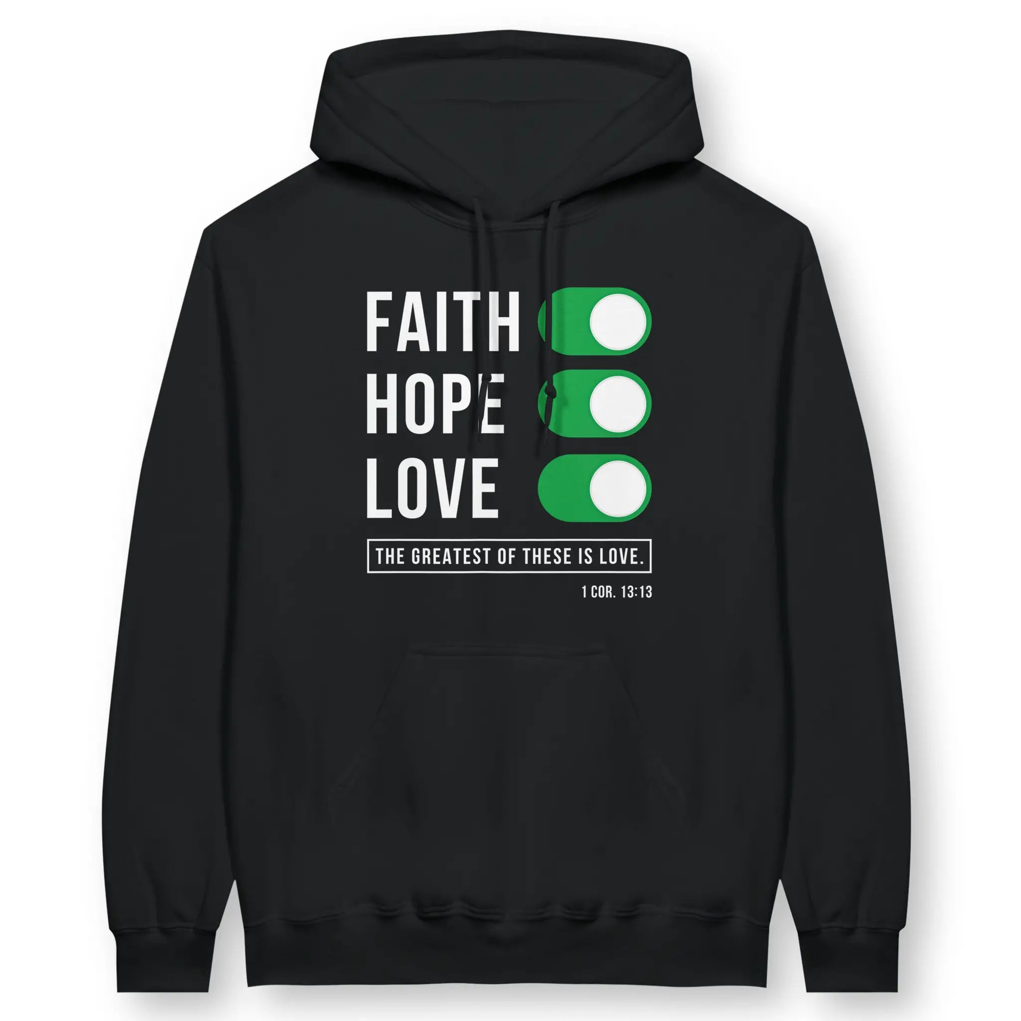 FAITH HOPE LOVE (2nd Edition) – Unisex Christian Hoodie designed by 3rd Day Christian Clothing.