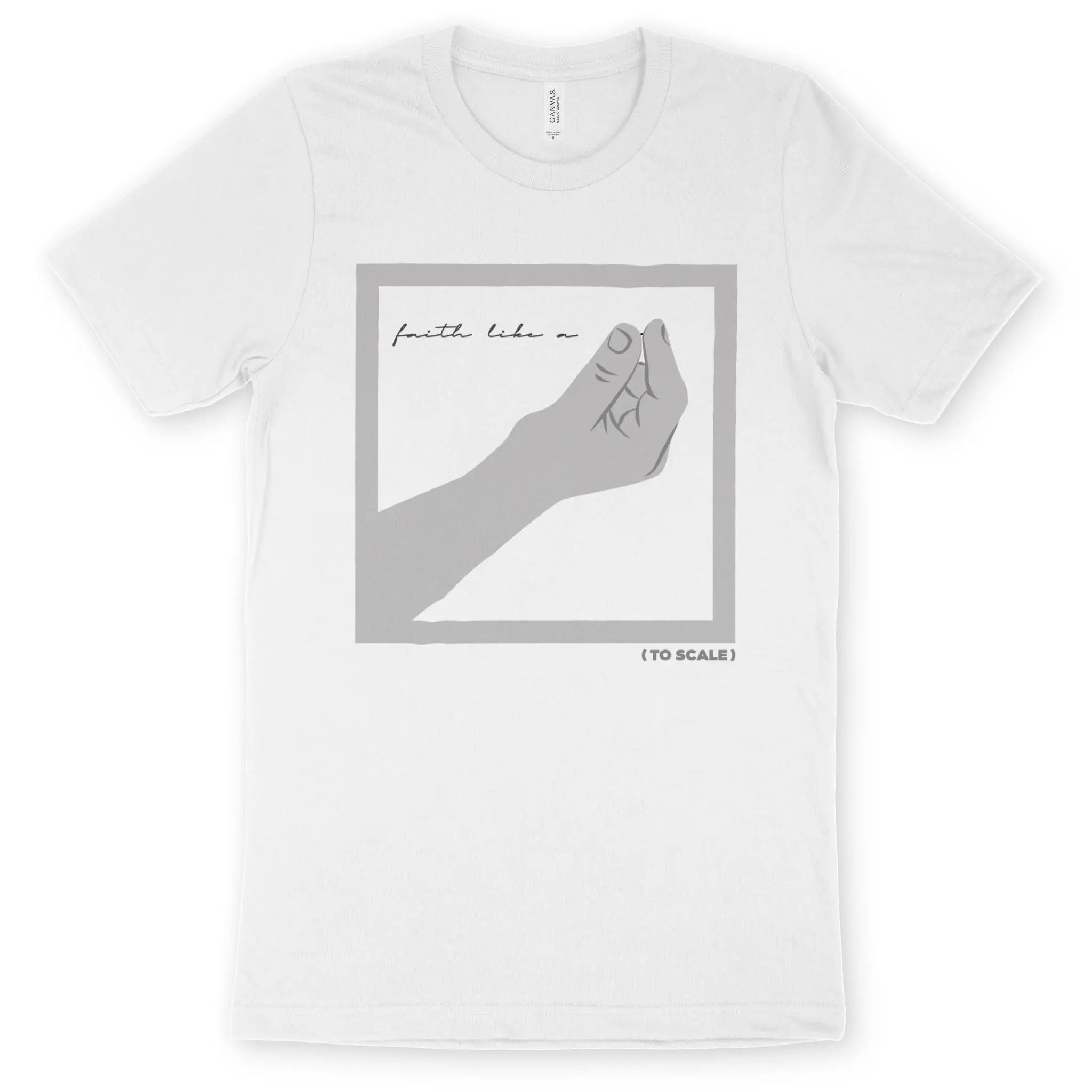 Faith Like A Mustard Seed (To Scale) – Unisex Christian T-Shirt designed by 3rd Day Christian Clothing.