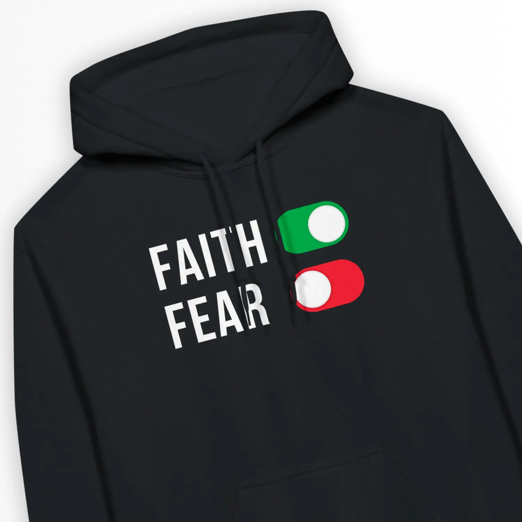 Faith (On) Fear (Off) – Unisex Christian Hoodie designed by 3rd Day Christian Clothing.