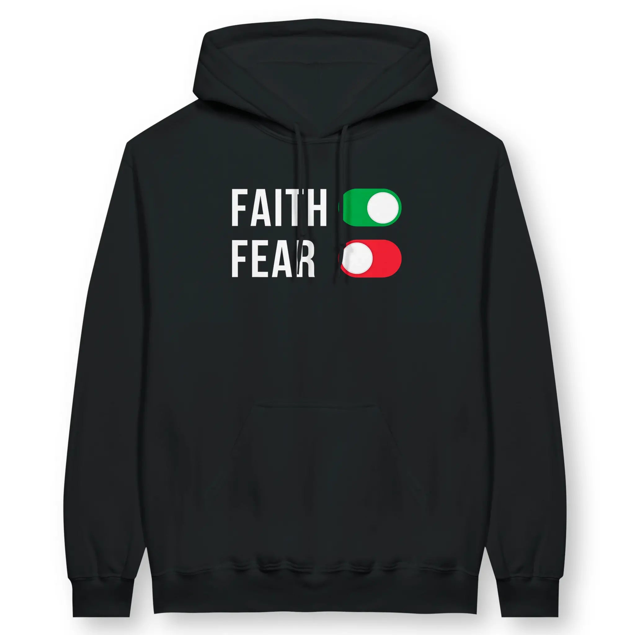 Faith (On) Fear (Off) – Unisex Christian Hoodie designed by 3rd Day Christian Clothing.