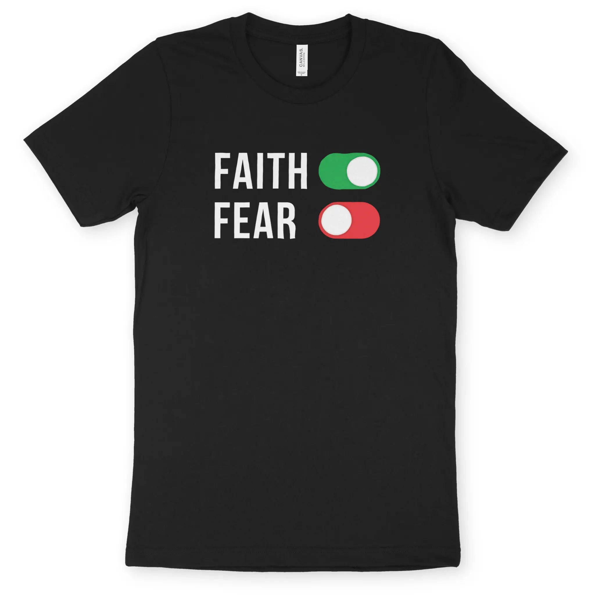 Faith (On) Fear (Off) – Unisex Christian T-Shirt designed by 3rd Day Christian Clothing.