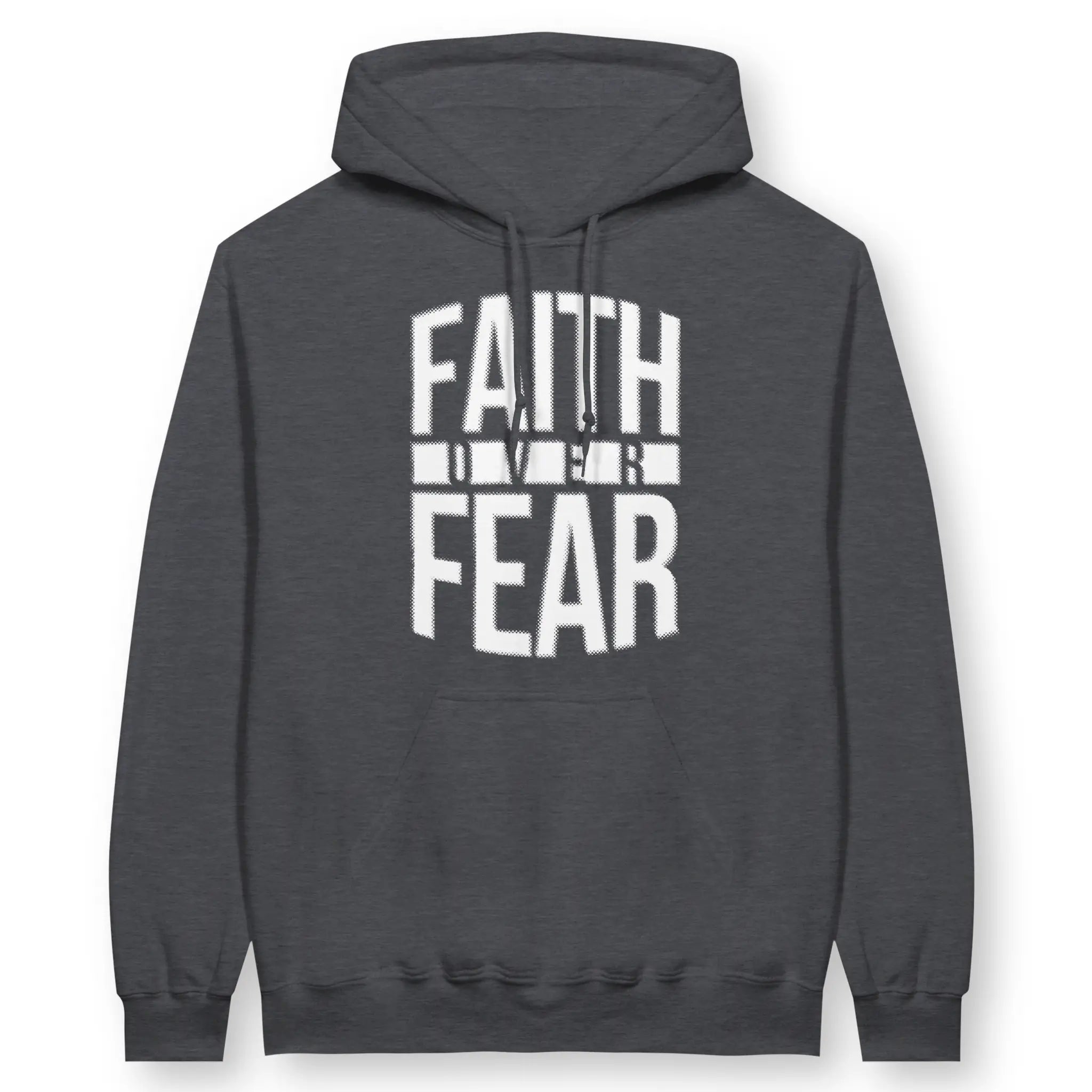 Faith Over Fear (Dark Heather) – Unisex Christian Hoodie designed by 3rd Day Christian Clothing.