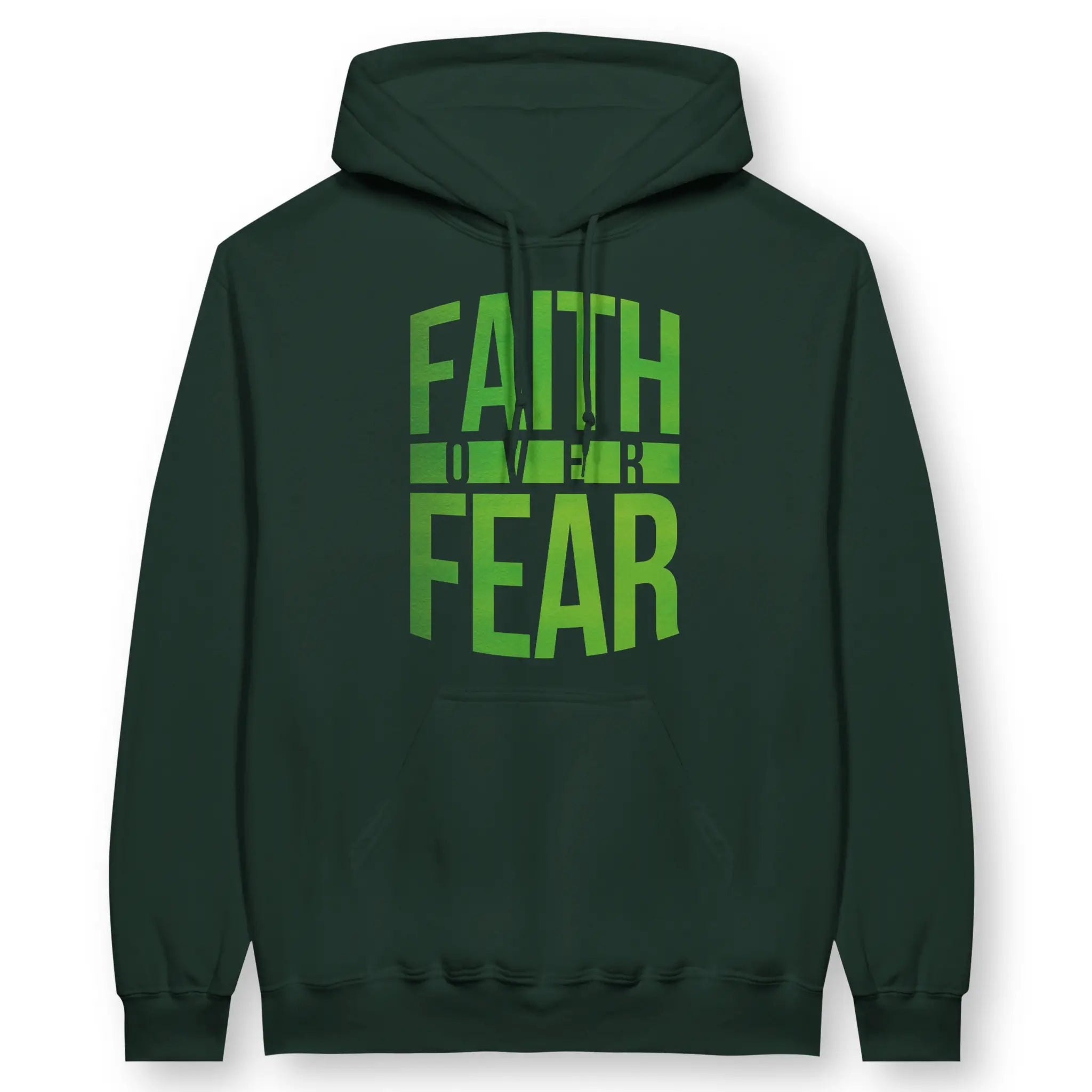 Faith Over Fear (Green) – Unisex Christian Hoodie designed by 3rd Day Christian Clothing.