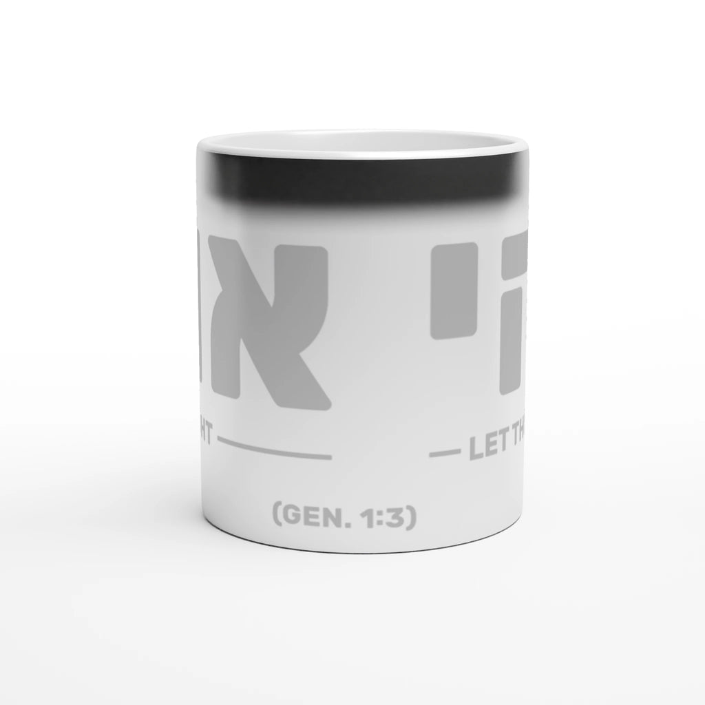 Let There Be Light (Hebrew) – Christian Magic Mug designed by 3rd Day Christian Clothing.