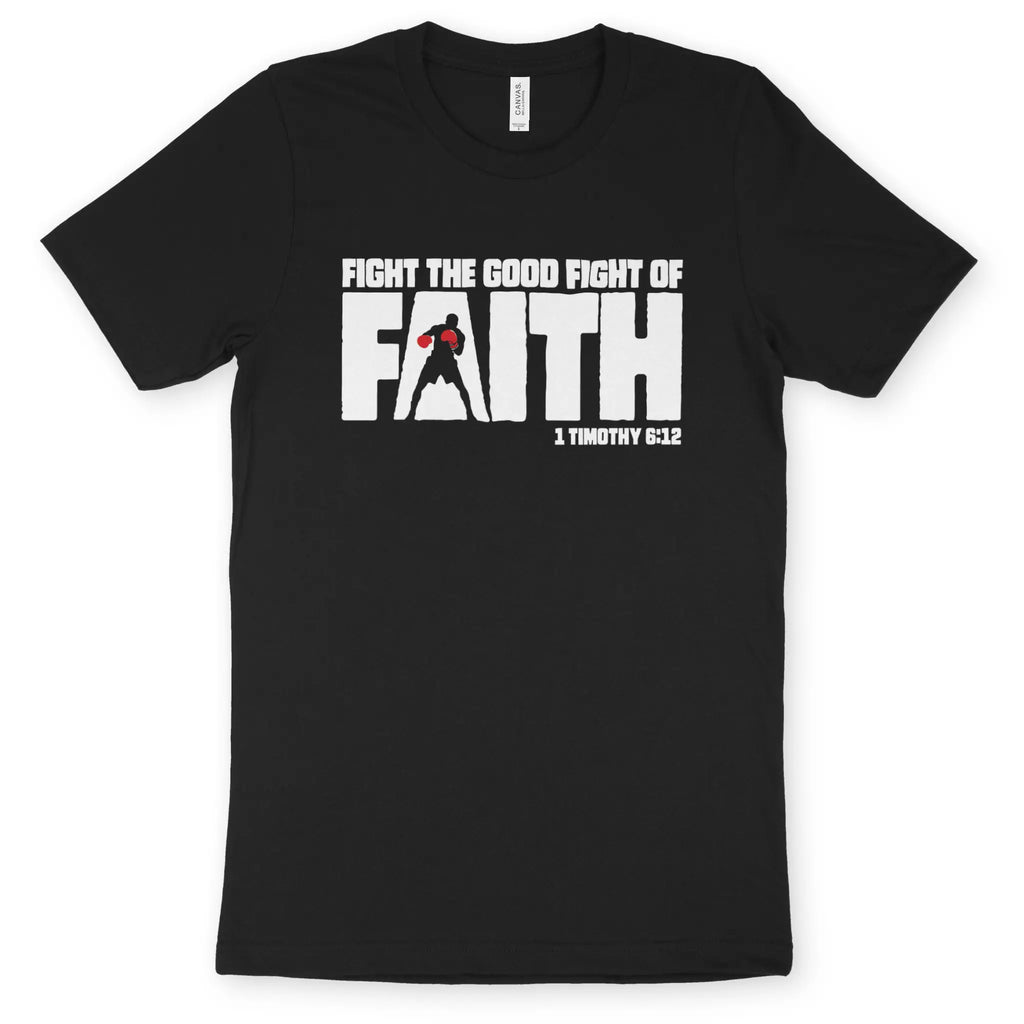 Fight The Good Fight of FAITH – Unisex Christian T-Shirt designed by 3rd Day Christian Clothing.