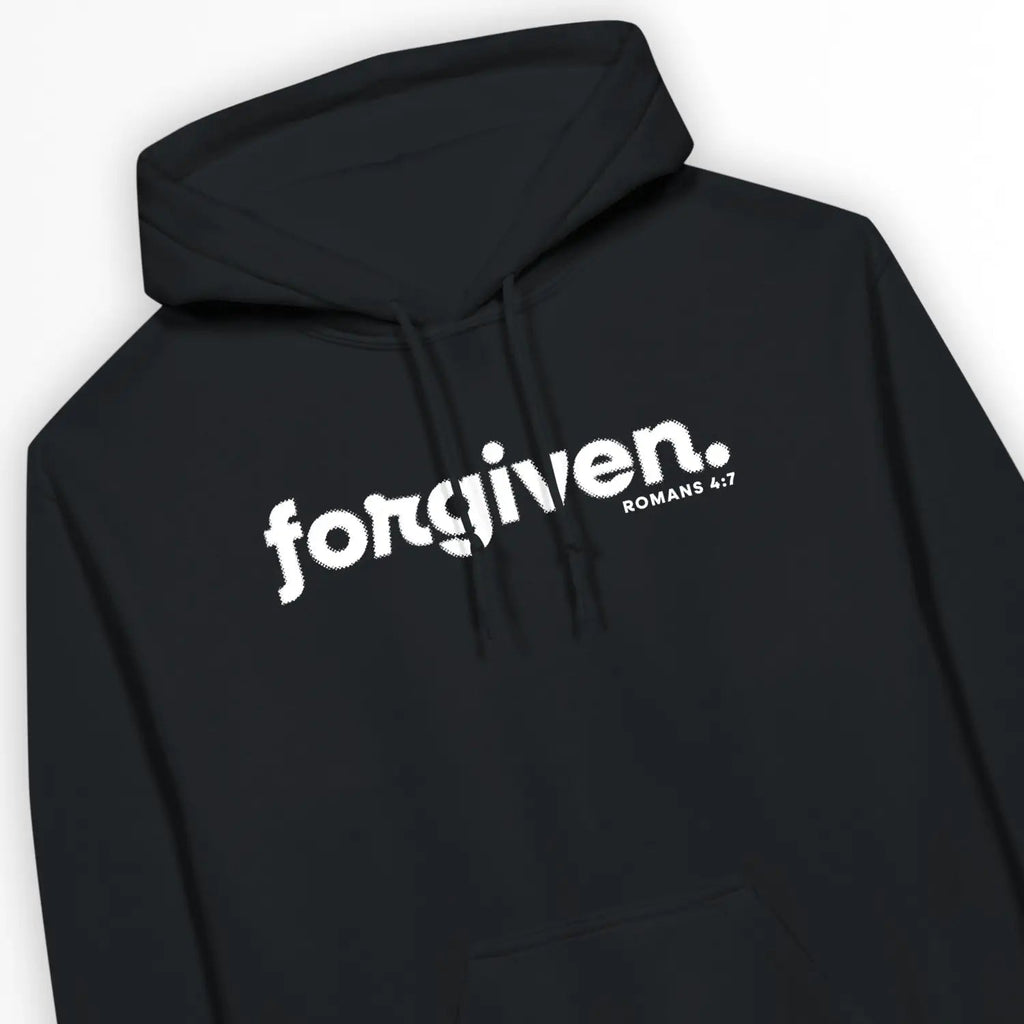 forgiven (Romans 4:7) – Unisex Christian Hoodie designed by 3rd Day Christian Clothing.