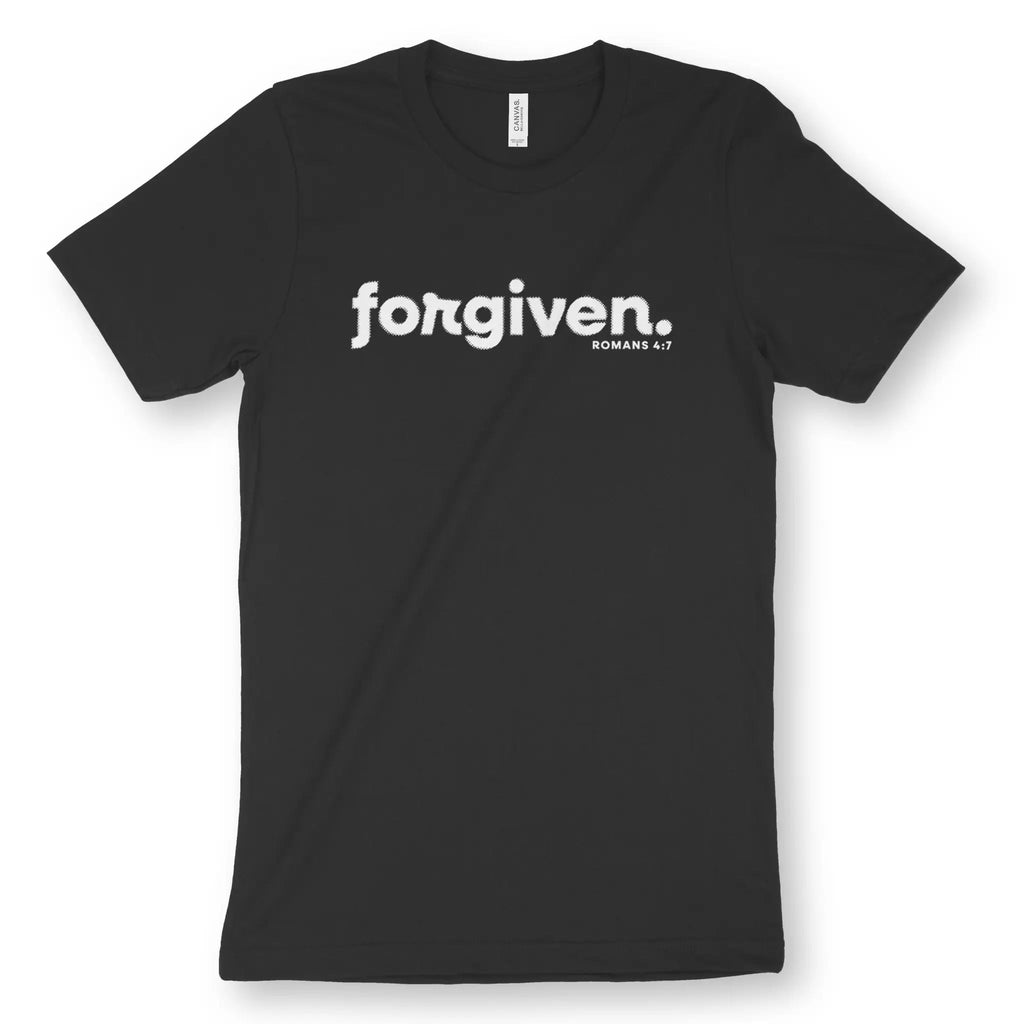 forgiven. (Romans 4:7) – Unisex Christian T-Shirt designed by 3rd Day Christian Clothing.