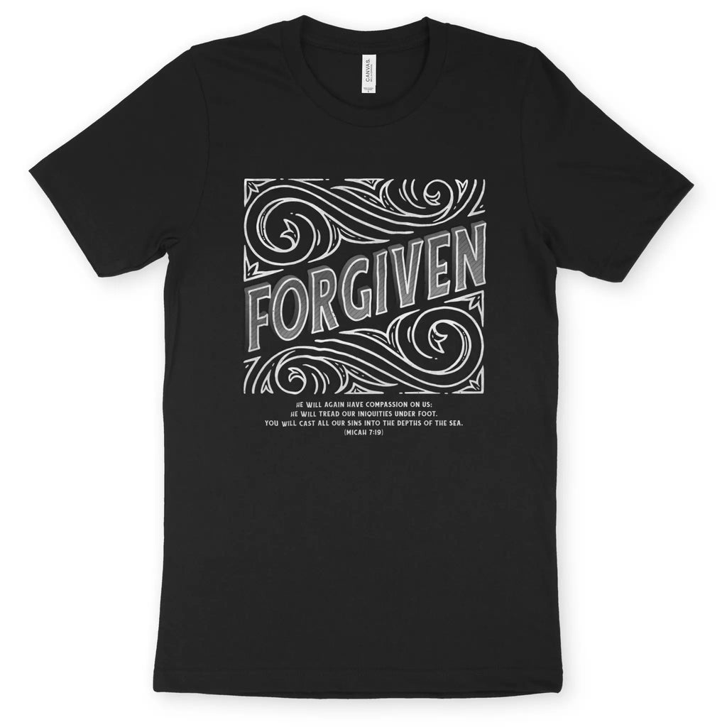 Forgiven (Micah 7:19, 2nd Edition) – Unisex Christian T-Shirt designed by 3rd Day Christian Clothing.