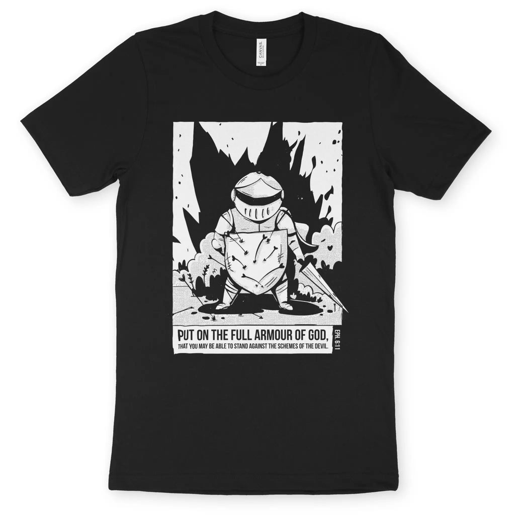 The Full Armour of God (Ephesians 6) 2.0 – Unisex Christian T-Shirt designed by 3rd Day Christian Clothing.