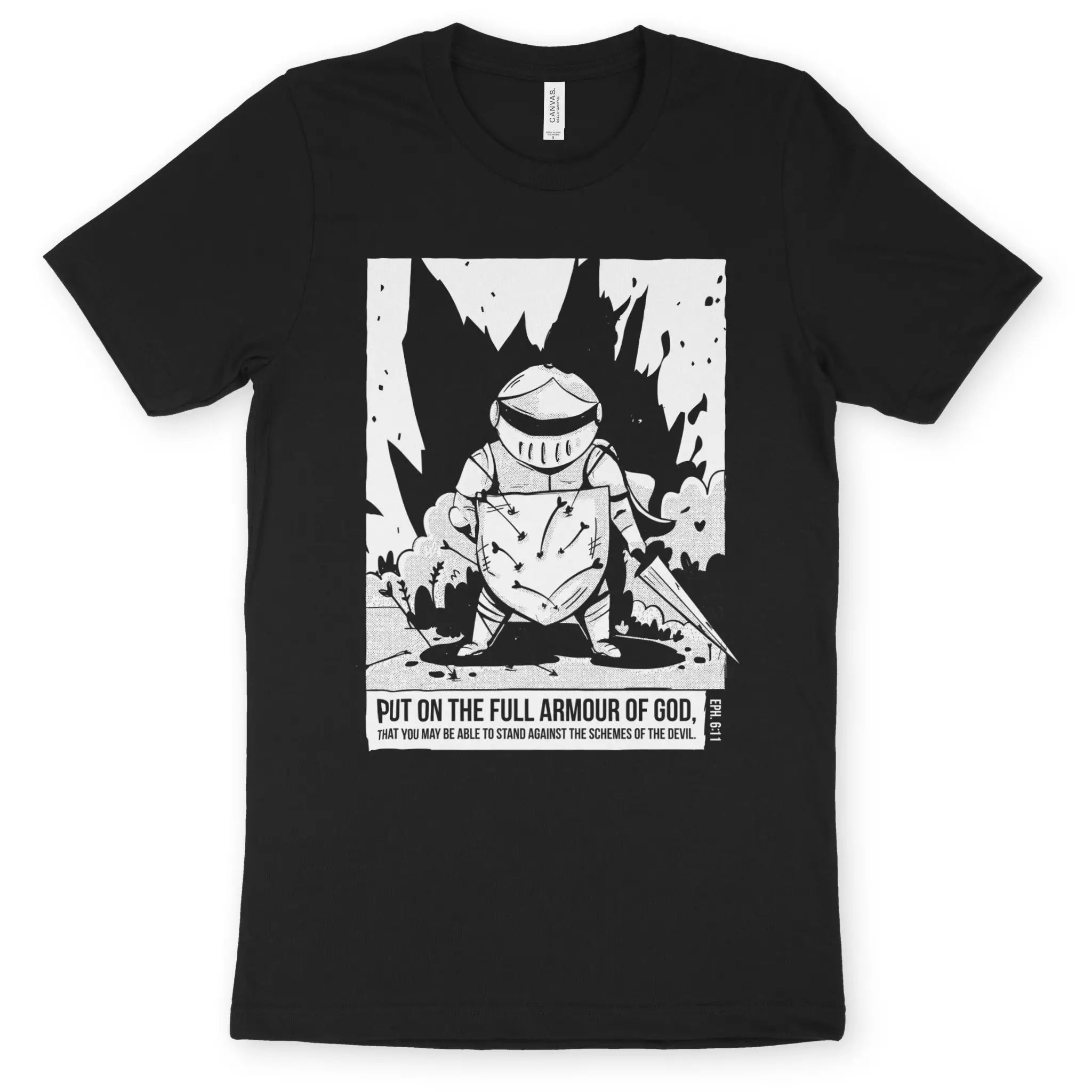 The Full Armour of God (Ephesians 6) 2.0 – Unisex Christian T-Shirt designed by 3rd Day Christian Clothing.