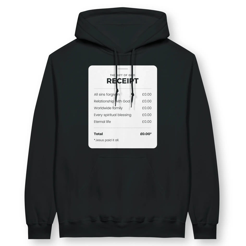 The Gift of God Receipt – Unisex Christian Hoodie designed by 3rd Day Christian Clothing.