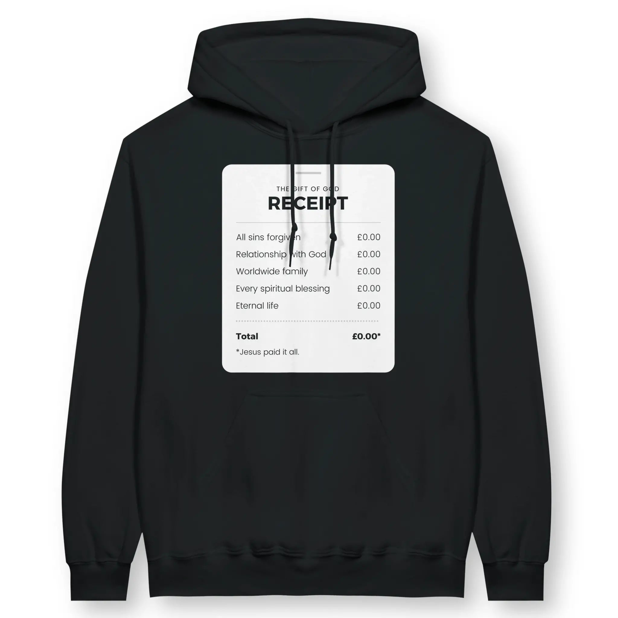 The Gift of God Receipt – Unisex Christian Hoodie designed by 3rd Day Christian Clothing.