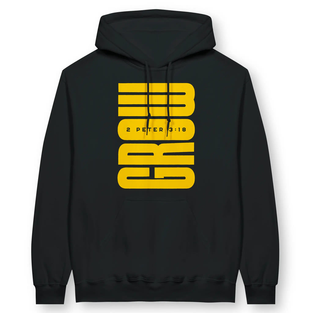GROW (Black & Yellow) – Unisex Christian Hoodie designed by 3rd Day Christian Clothing.