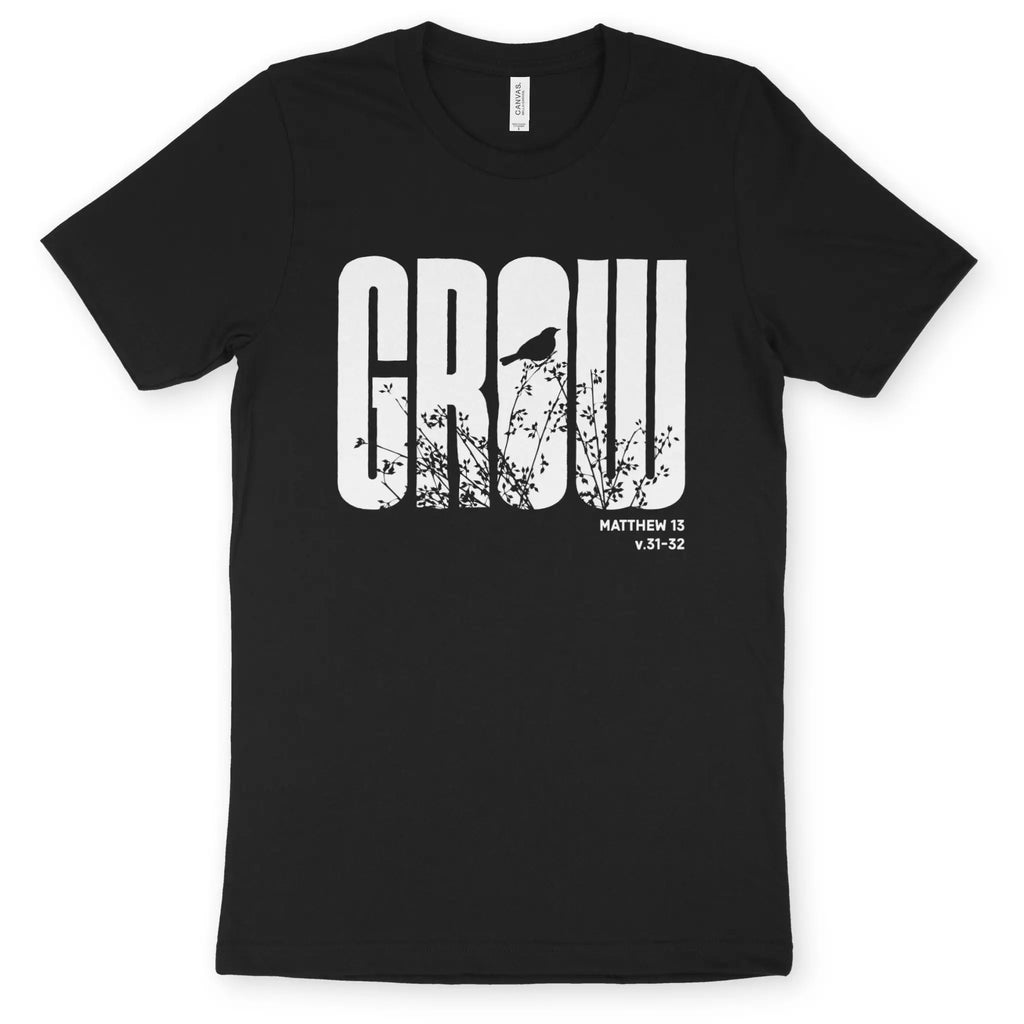 GROW (Matt. 13, 2nd Edition) – Unisex Christian T-Shirt designed by 3rd Day Christian Clothing.
