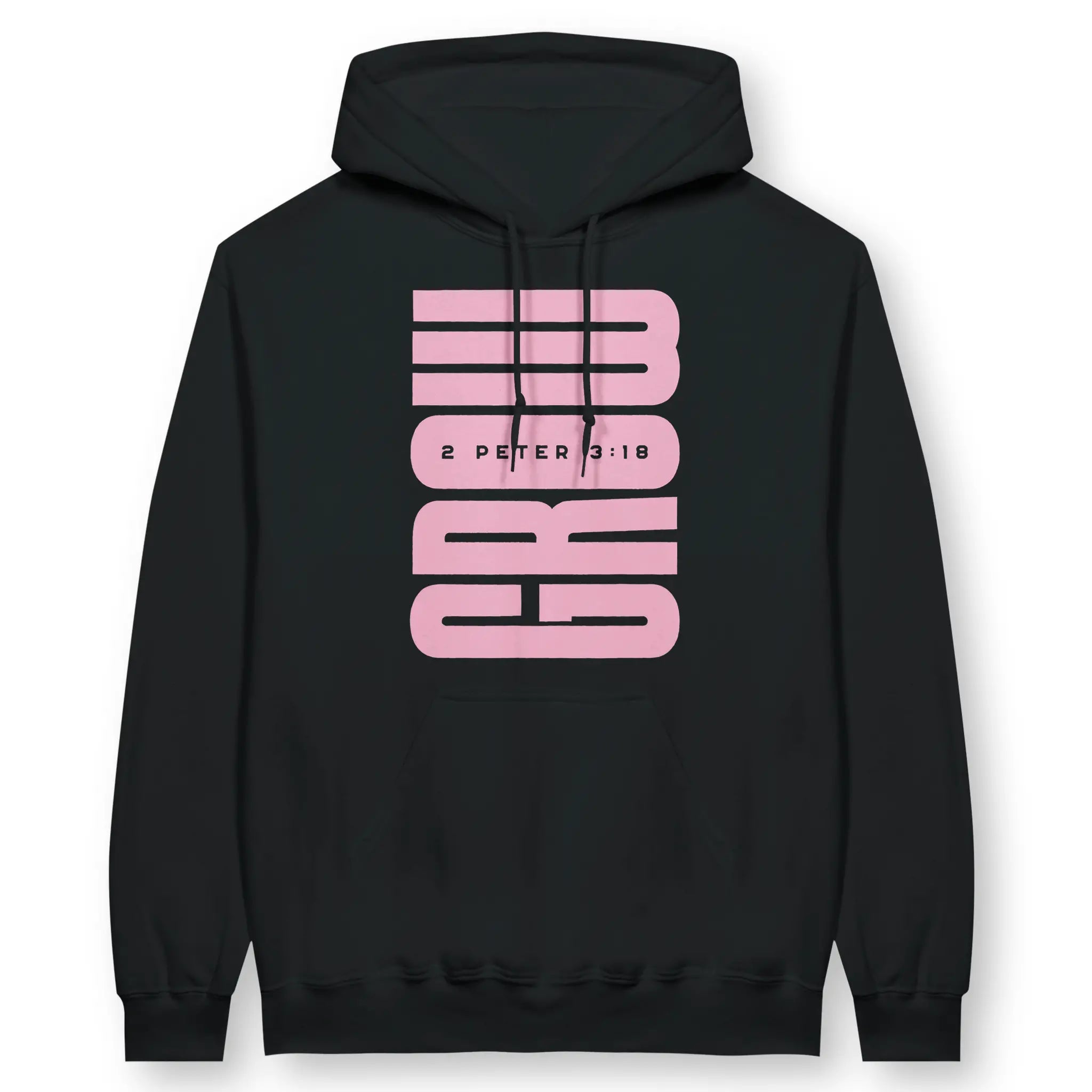 GROW (Black & Pink) – Unisex Christian Hoodie designed by 3rd Day Christian Clothing.