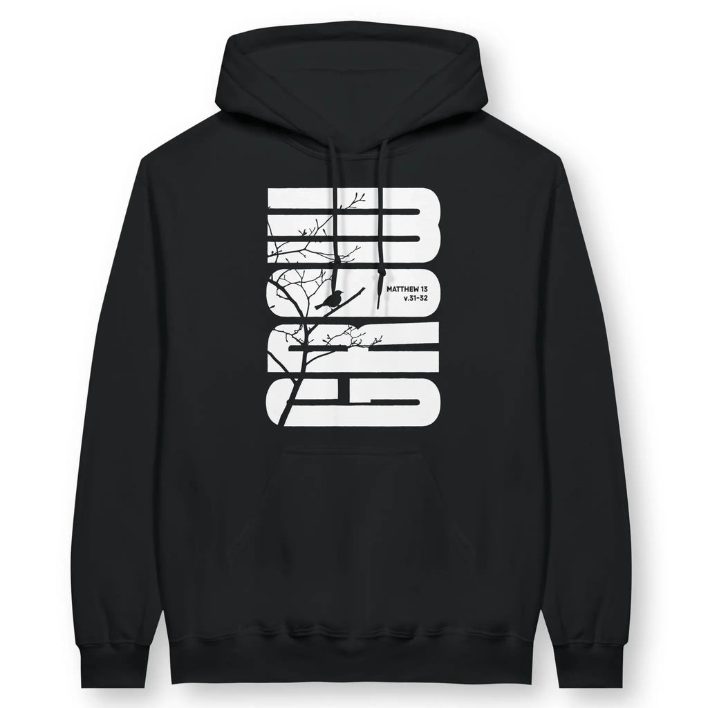 GROW (Matthew 13:31-32) – Unisex Christian Hoodie designed by 3rd Day Christian Clothing.
