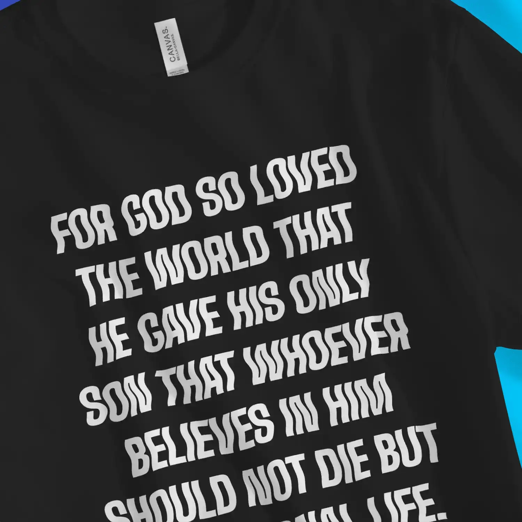 John 3:16 (Wavy) 2.0 – Unisex Christian T-Shirt designed by 3rd Day Christian Clothing.