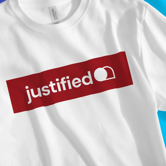 justified (Red) | Premium Unisex Christian T-Shirt designed by 3rd Day Christian Clothing.