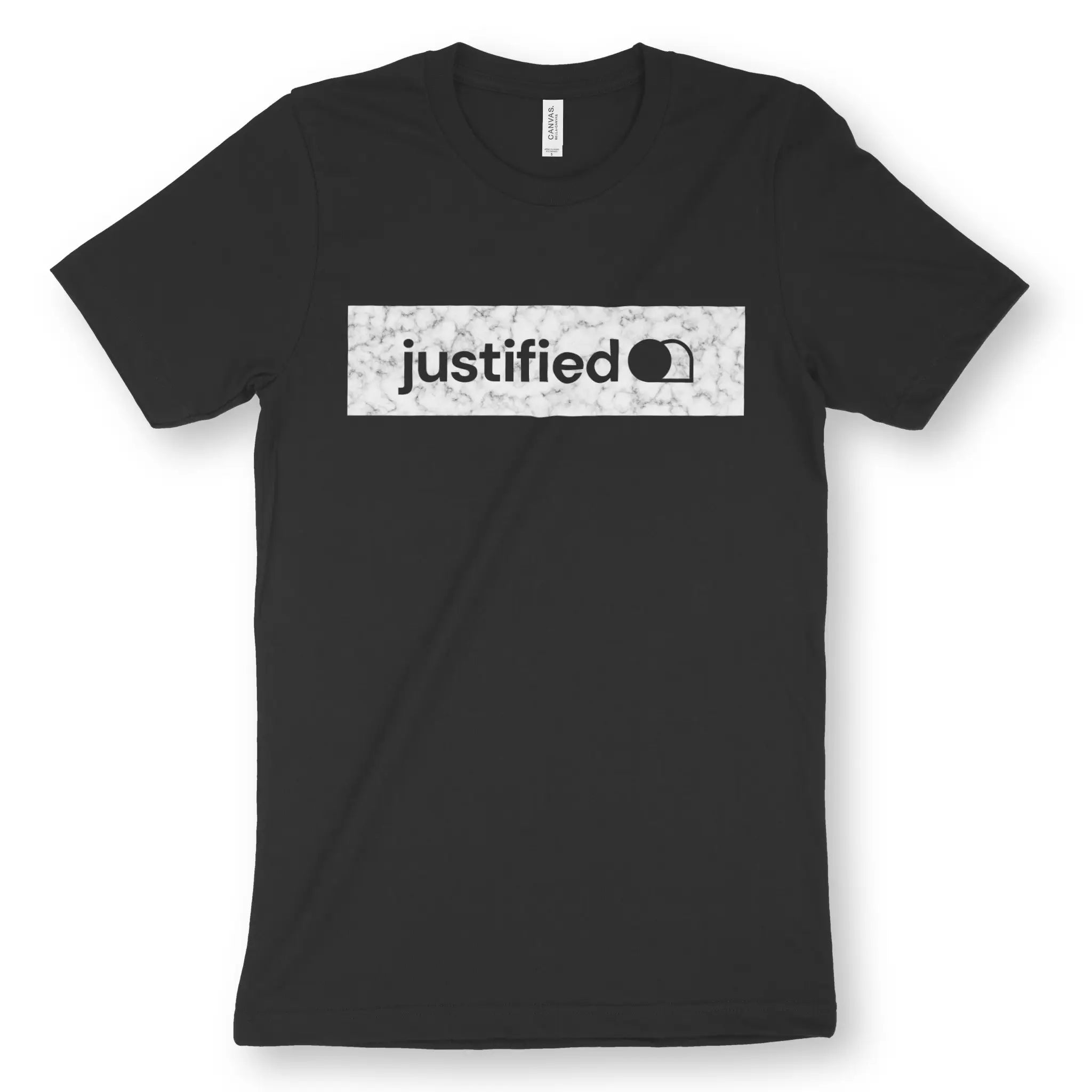justified (White Marble Look) – Unisex Christian T-Shirt designed by 3rd Day Christian Clothing.
