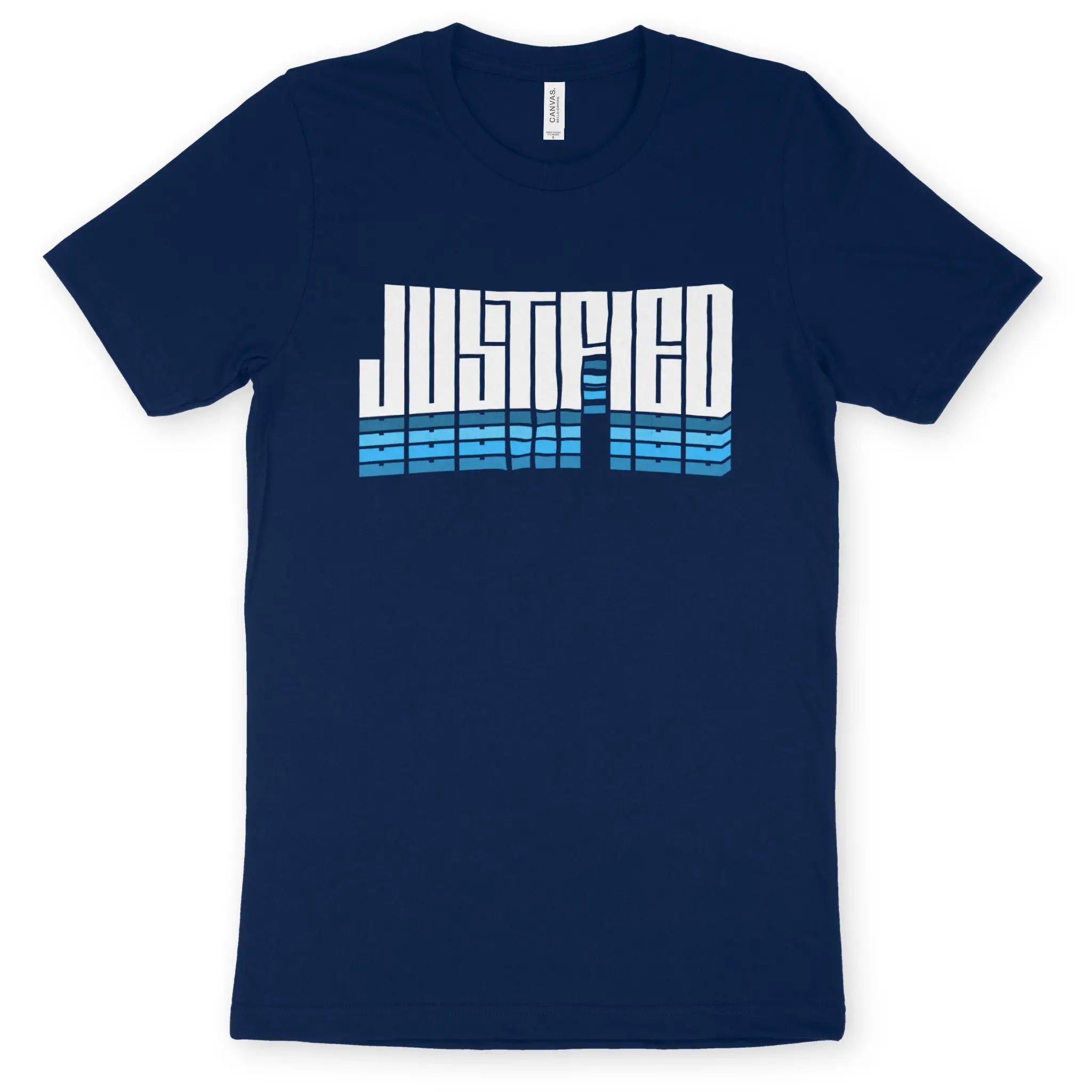 Justified (Blue Echo) – Unisex Christian T-Shirt designed by 3rd Day Christian Clothing.
