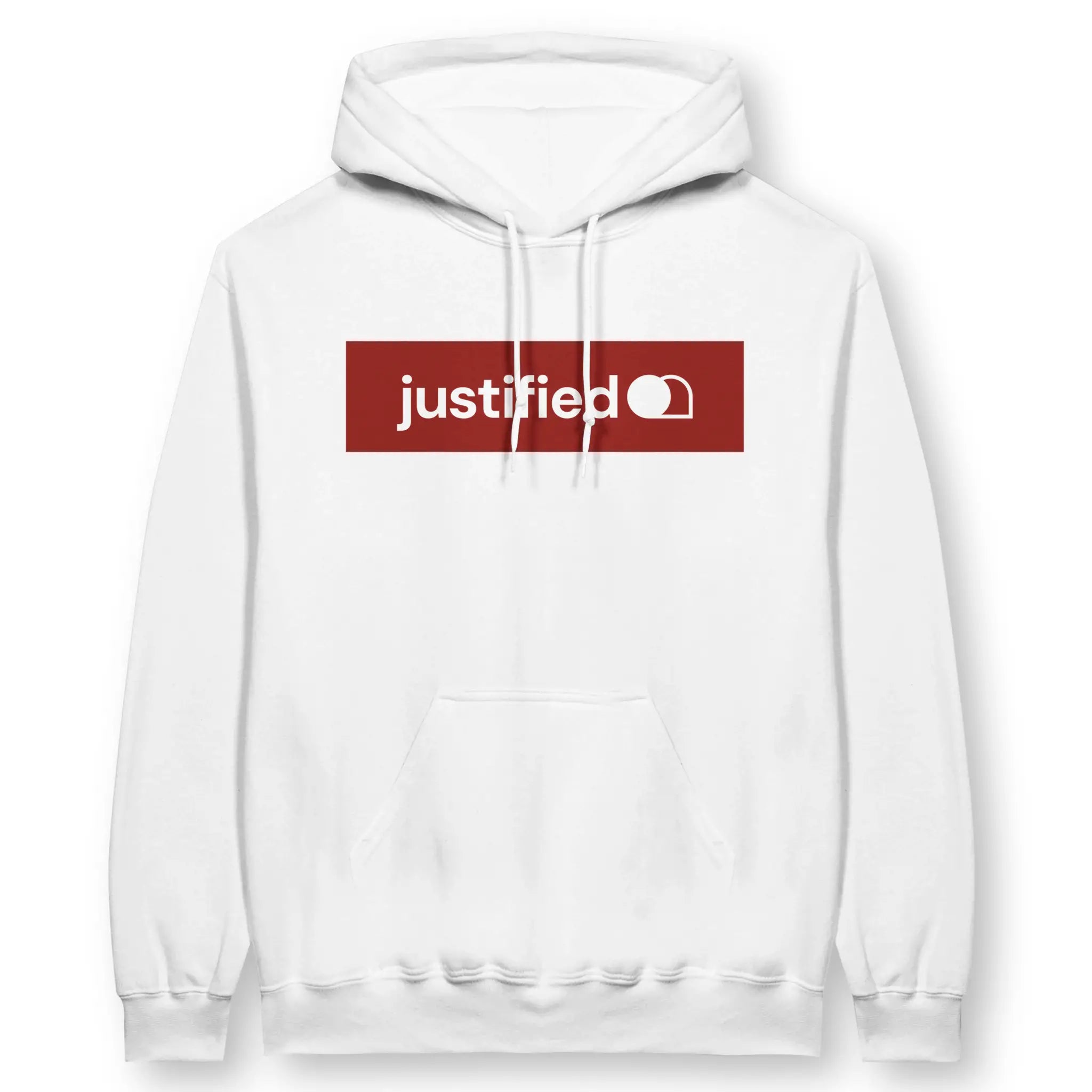 justified (Red) – Unisex Christian Hoodie designed by 3rd Day Christian Clothing.