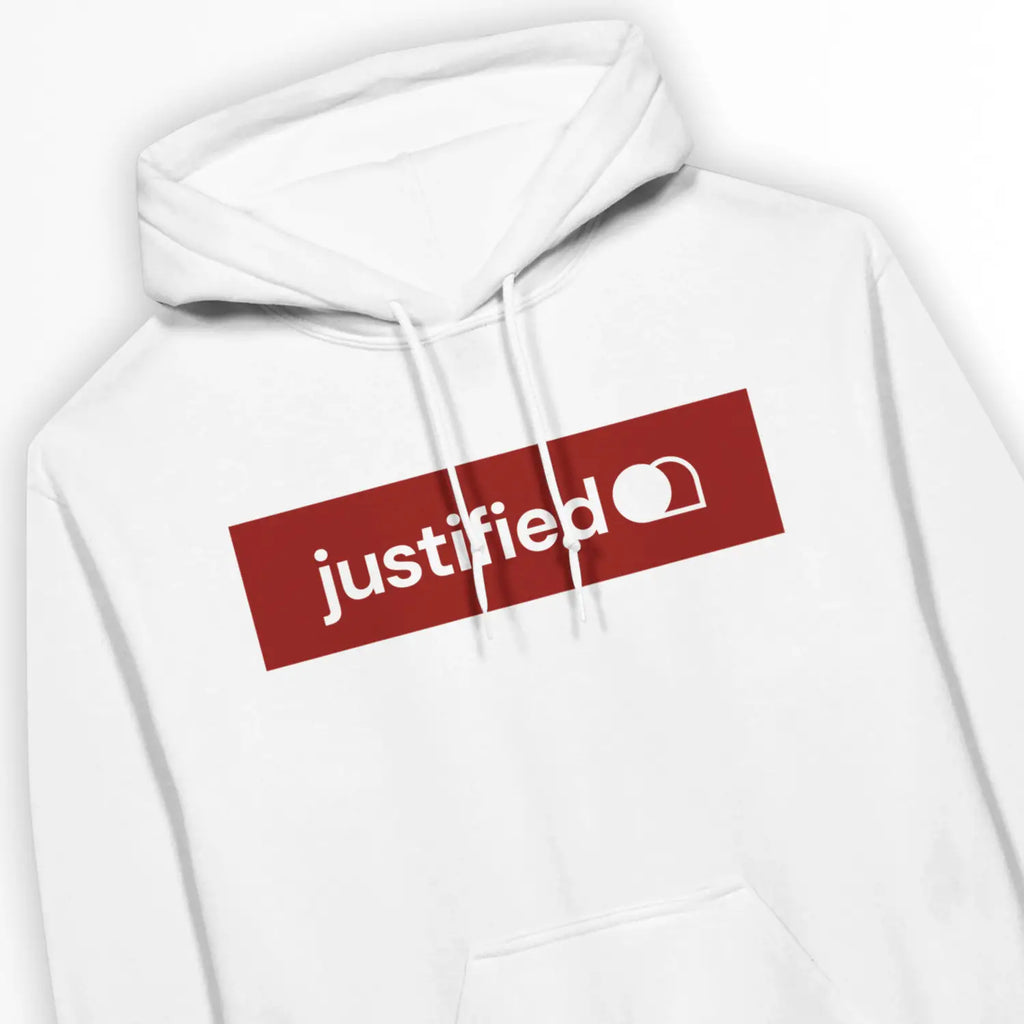 justified (Red) – Unisex Christian Hoodie designed by 3rd Day Christian Clothing.