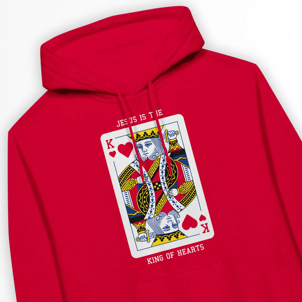 King of Hearts (Red) – Unisex Christian Hoodie designed by 3rd Day Christian Clothing.
