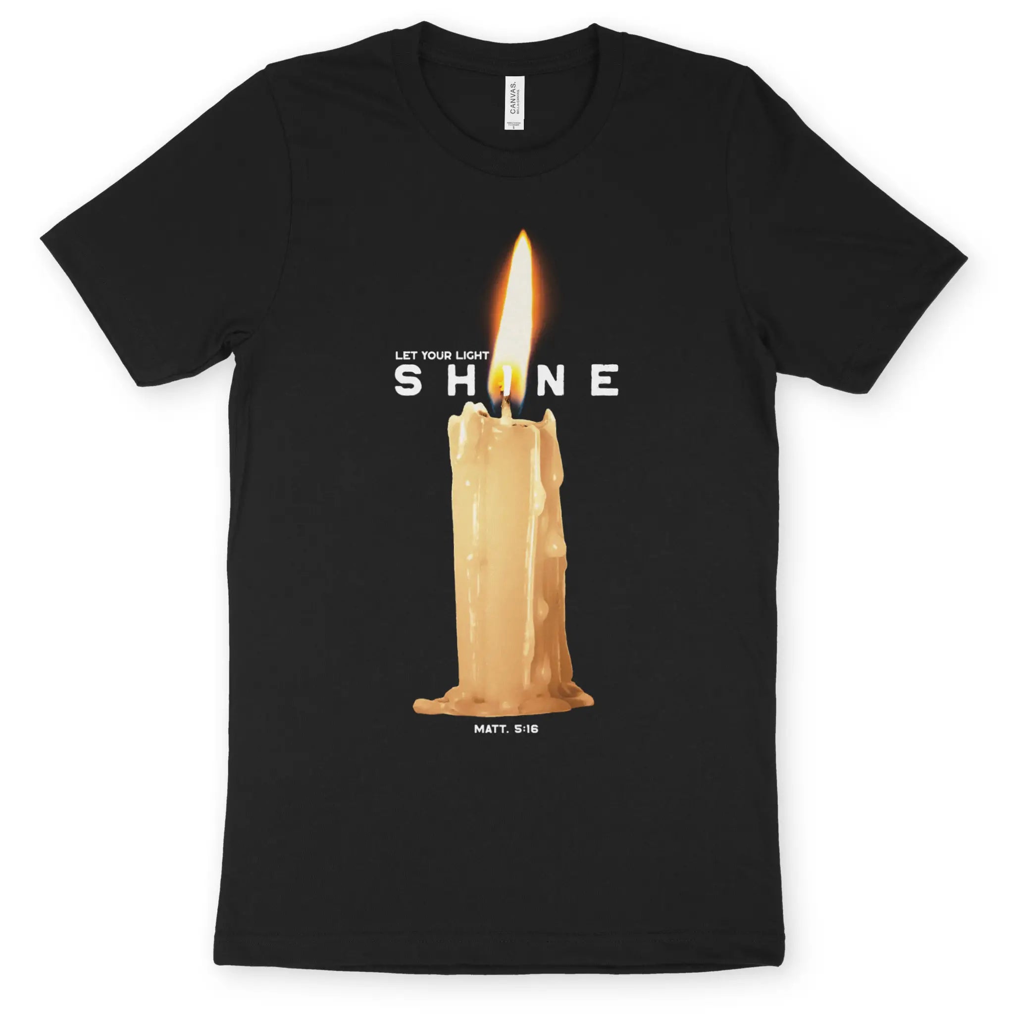 Let Your Light Shine (Matt. 5:16) – Unisex Christian T-Shirt designed by 3rd Day Christian Clothing.