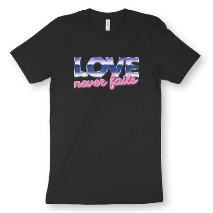 Love Never Fails (Retro) | Premium Unisex Christian T-Shirt