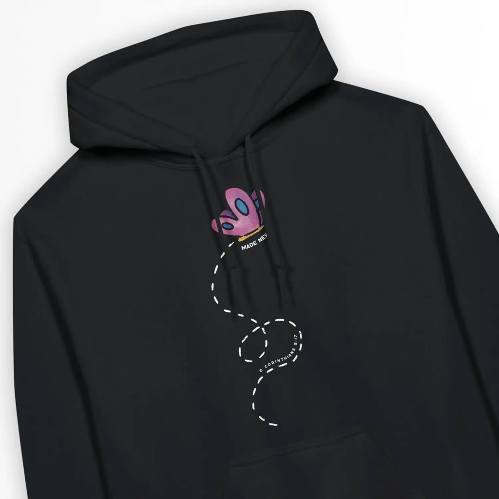 Made New (Butterfly) – Unisex Christian Hoodie designed by 3rd Day Christian Clothing.