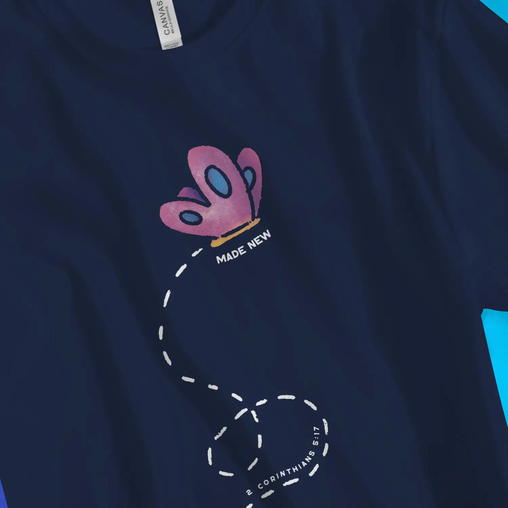 Made New (Butterfly) – Unisex Christian T-Shirt designed by 3rd Day Christian Clothing.