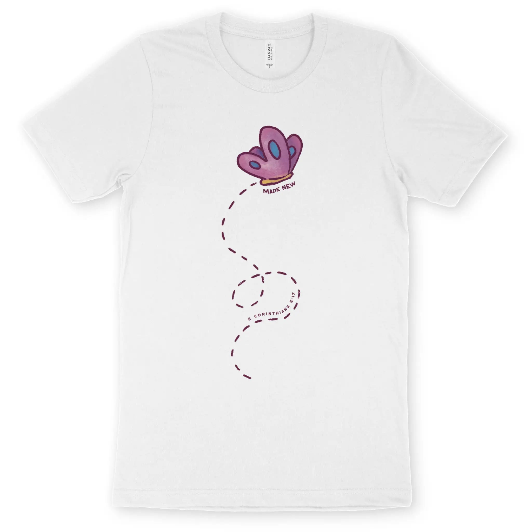 Made New (Butterfly), White – Unisex Christian T-Shirt designed by 3rd Day Christian Clothing.