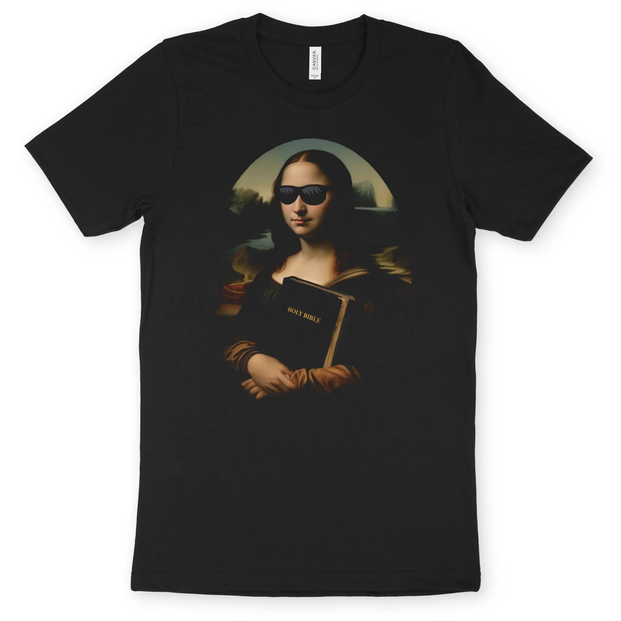 Mona Lisa's Bible – Unisex Christian T-Shirt designed by 3rd Day Christian Clothing.