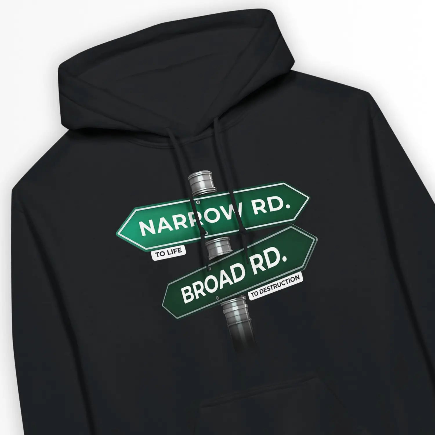 Narrow Rd. – Unisex Christian Hoodie designed by 3rd Day Christian Clothing.